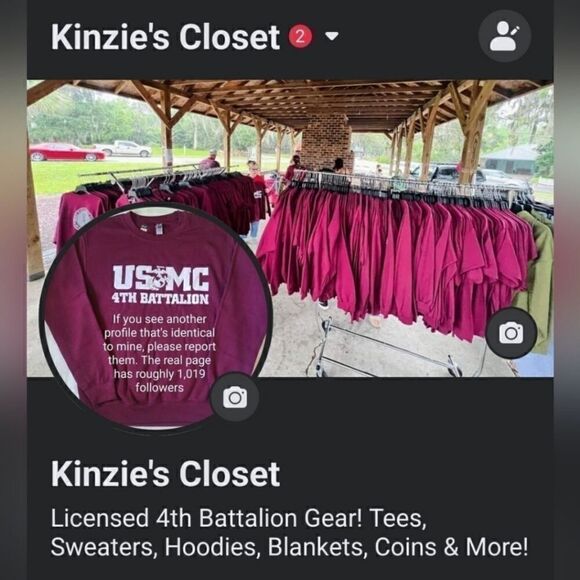 Marine Corps 4th Battalion Papa Company Logo Burgundy Crewneck Sweater - Picture 3 of 3